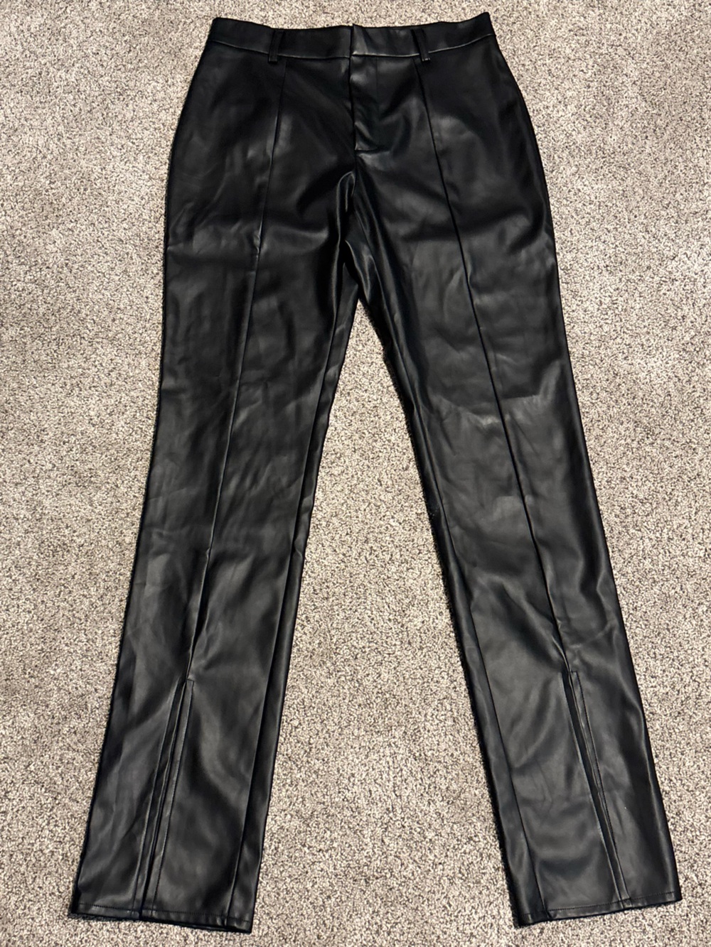 entro Black Faux Leather Straight-Leg Pants